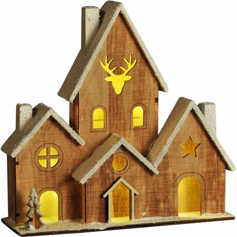 LED Deko Haus 25 cm - 6 LED - Tisch Weihnachtsdeko Batterie betrieben (1/2)