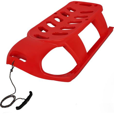 KOTARBAU® Luge Enfant - Plastique - 87x45x26 cm - Rouge - Traineau Enfant - Luge à Neige - Traineau a Neige - avec Patins Métal et Corde de Traction - Robuste et Stable (1/5)