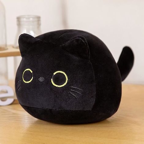 Chaton noir en peluche douce, jouet tendre pour enfants et filles, cadeau mignon, taille 25 cm, idéal câlins et jeux