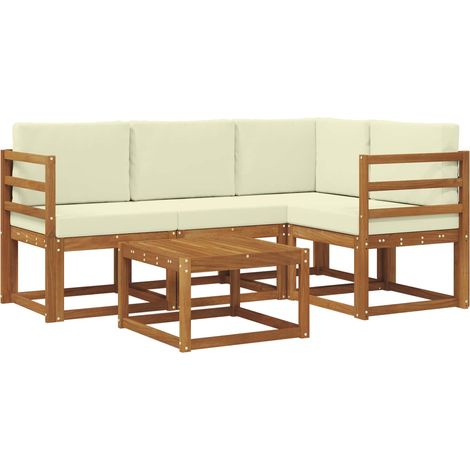 vidaXL  Outdoor Sofa Set  with Cushion 5 pcs Natural and Cream