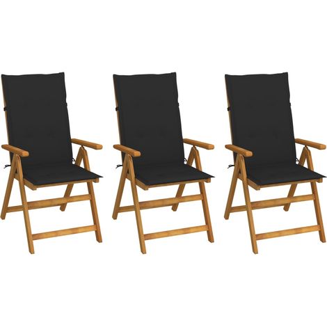 Klappbare Gartenstühle 3 Stk. mit Auflagen Massivholz Akazie