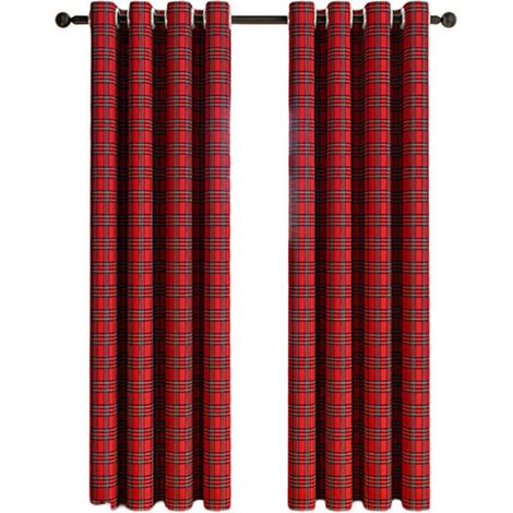 Rideaux à Motif Vichy et Tartan Écossais - Panneau Décoratif pour Fenêtre - Filtre Lumière - Style Maison de Campagne