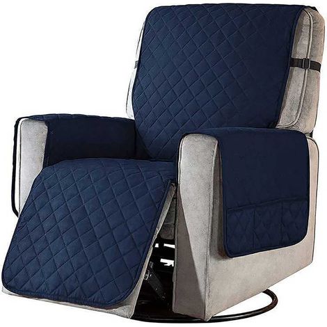 Housse De Fauteuil Inclinable - Réversible - Avec Poches Latérales - Élastique - Lavable En Machine - Pour Fauteuils Grands Modèles - 1 Pièce (1/2)