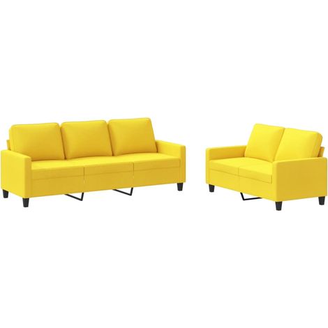 Maison Exclusive - Set di Divani 2 pz con Cuscini Giallo Chiaro in Tessuto