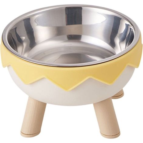 Gamelle haute pour chat, gamelle surélevée en acier inoxydable avec support élégant, 14,2 cm de large, idéale pour surélever la nourriture et l'eau des chats, chatons et chiots - jaune (1/5)