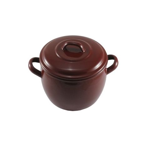 Olla esmalte marron bombeada 22 cm (1/4)