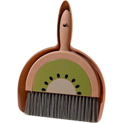 Children’s Broom Dustpan Set, Cartoon Fruit Themed Small Dustpan Brush Combo, 7.09x9.06 inches Convenient Portable Whisk Broom Housekeeping Helper Pack for Kids and Adults