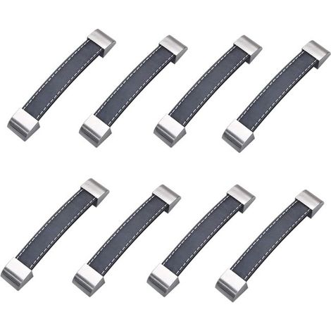 Juego de 8 tiradores para armarios, cajones y puertas, de piel sintética suave, para puertas de armarios, alacenas y maletas, 128 mm (1/3)