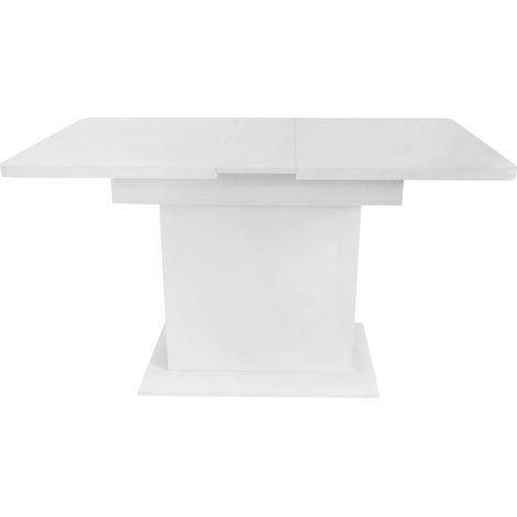 Mesa de comedor extensible con almacenaje, rectangular, blanca, 130 x 75 x 75 cm (1/5)