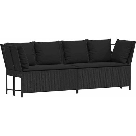 Maison Exclusive - Gartensofa mit Kissen Schwarz Poly Rattan