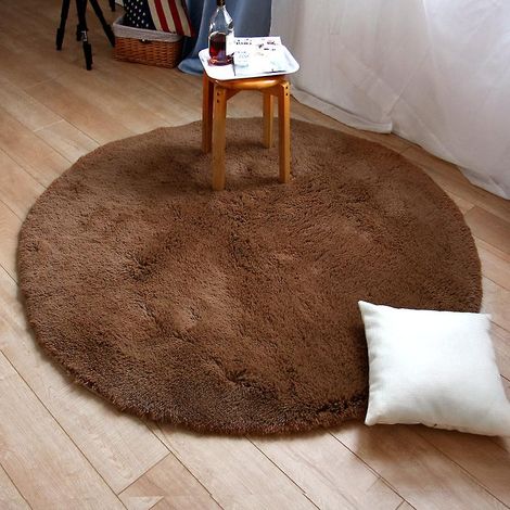 Tapis de bain rond antidérapant à poils longs, en microfibre, ultra-absorbant, lavable en machine, 60 cm (1/5)