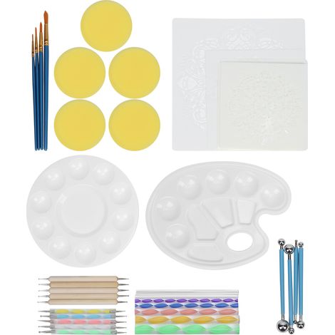 Ensemble de 41 outils à pointiller pour mandalas, gabarits et bâtonnets décoratifs pour peinture DIY