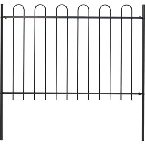Clôture de jardin BOXTEL avec fixation par support, acier, 181 x 120 cm, noire