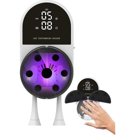 UV-Zahnbürstensterilisator Wandmontierter UV-C-Zahnbürstenreiniger Zahnbürstensterilisator mit automatischer Abschaltung USB-aufladbar geeignet (1/5)
