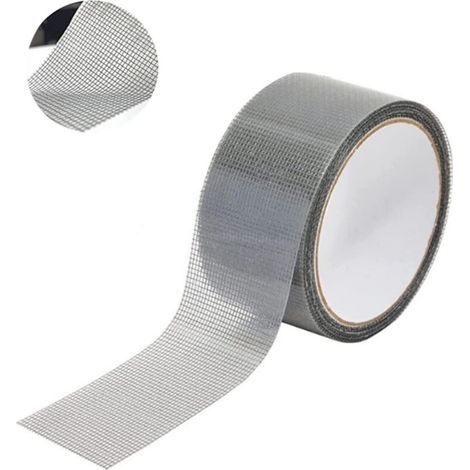 Reparación de ventanas y mosquiteras, cinta para mosquiteras de ventanas, cinta de malla de fibra de vidrio con adhesivo resistente al agua de 5 cm x 200 cm (gris) (1/5)