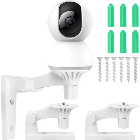 Support Caméra Mural Réglable d'angle, Mural Muraux Caméea Support Fixation, Réglable Accessoires Universel Montage Plafond pour Système de Surveillance de Sécurité, Blanc (1/5)