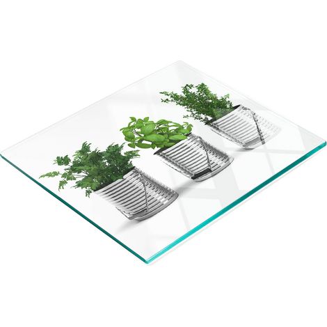Tablero de vidrio duradero y elegante con estampado de plantas arom谩ticas, 60x52 cm.