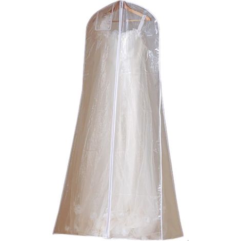 Housse de vêtement transparente à fond élargi avec fermeture éclair, sac à costume suspendu lavable et léger, idéal pour stocker les robes de mariée, dimensions 70×30×160 cm / 28×12×63 pouces (1/5)