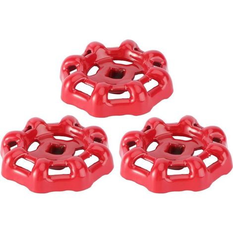 Vanne Volant Fer Vanne à Bille Vanne D'arrêt Robinet Tuyau D'eau Partie Supérieure Poignée 6x6mm (Rouge)-3PCS