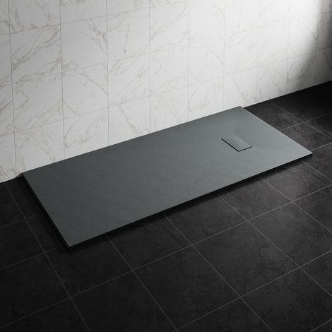 NRG 1800 x 800mm SMC Anthracite Rectangle Slate Effect Bathroom Shower Tray