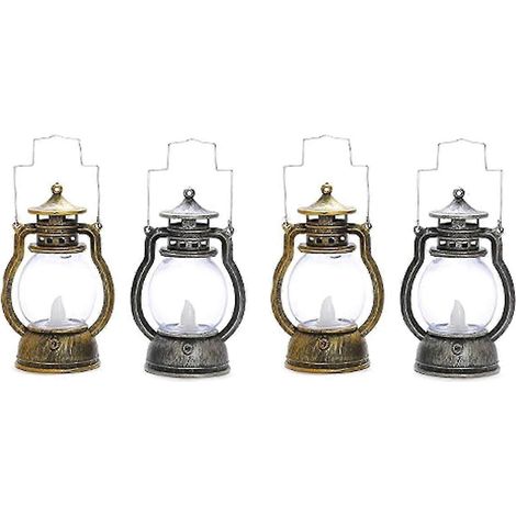 Lot de 4 lanternes LED décoratives à suspendre pour l'extérieur, style rétro, pour terrasse, porche ou maison de campagne. (1/5)