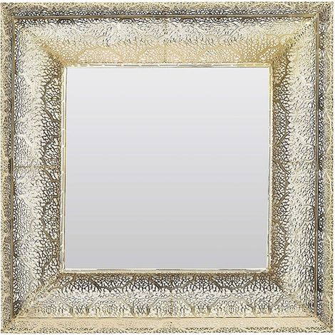 Miroir Mural de Forme Carrée 60 x 60 cm avec Cadre Décoration Antique Doré pour Salon et Chambre Design Moderne Beliani