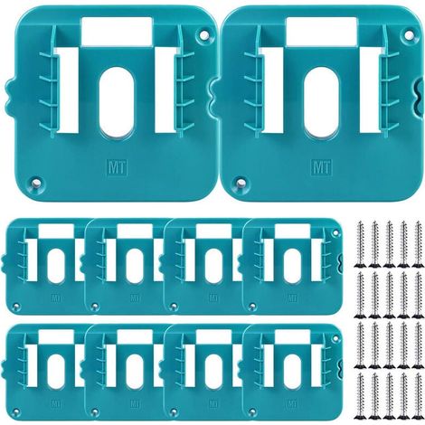 Portapilas de 10 piezas para Makita 14,4-18 V. Portapilas de pared para Makita BL1860, BL1850, BL1840 y BL1830 (con 20 tornillos, sin batería). (1/5)
