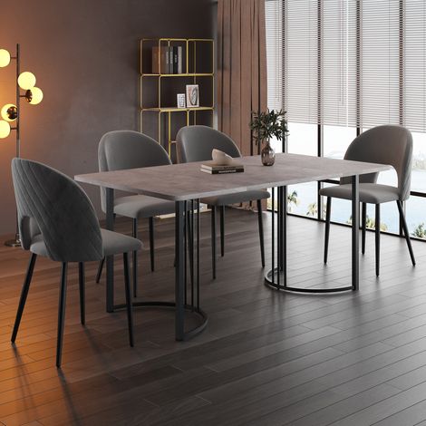 Ensemble table et chaises 140 x 80 cm, 5 pièces, gris, HAVRYA (1/5)