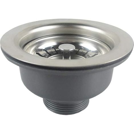 [NEVER USED] Sink drain without overflow, stainless steel basket ø 114 mm, 1½ inch, stainless steel + ABS, drain + basket (1/4)