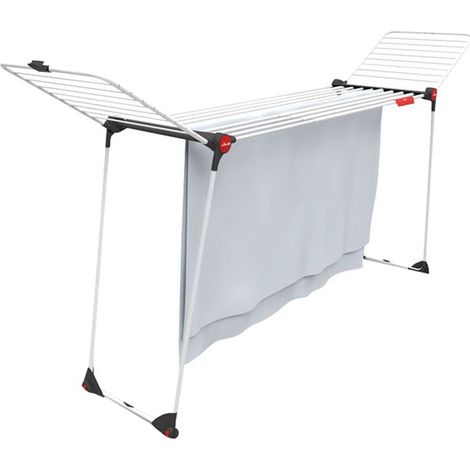 Vileda – Etendoir à linge pliable 30m – Tiges télescopiques jusqu'à 2m – Ailes XXL pour 2 à 3 charges – Tubes anti-plis en acier (1/10)
