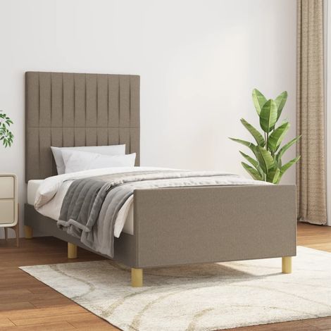 Cadre de lit sans matelas taupe 90x200 cm tissu (1/5)