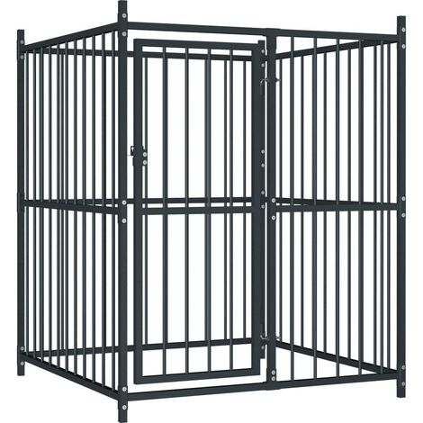 Cuccia da esterno gabbia recinto per animali box per cani da esterno per cani 120 x 120 x 150 cm nero 020000461