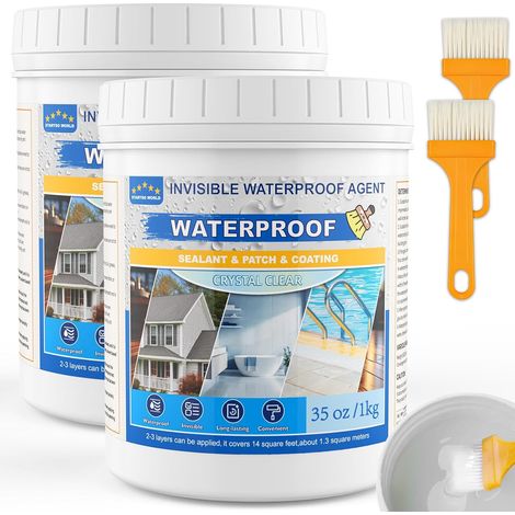 Revetement Impermeable Transparent 2KG  Membrane Etanche Liquide et Isolante  Protection Invisible pour Salle de Bain, Toilettes, Balcon, Terrasse  Interieur (1/5)