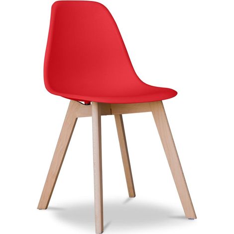 ORION91oficial® - Silla ARA Color Rojo Asiento Polipropileno y Patas Haya (83x46x55 cm) Estilo Escandinavo, Comedor, Hostelería, Oficina, Salón, Teletrabajo, Cocina - spaziOrion91 (1/2)