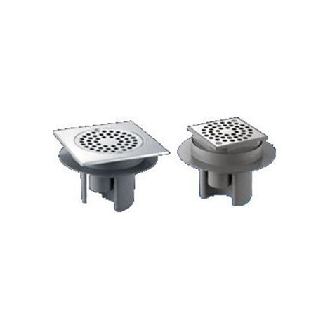 Delabie – Siphon de sol 150x150 mm – PVC lisse pour béton brut – Hauteur réglable 110 mm – Débit 36 l/min – Garde d'eau 50 mm