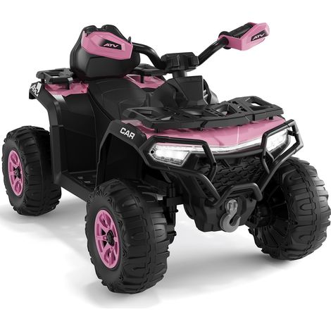 12V Elektrisches Kinder-ATV – Doppelmotor, Elternfernbedienung, LED, Musik, USB – Ab 3 Jahren – Pink