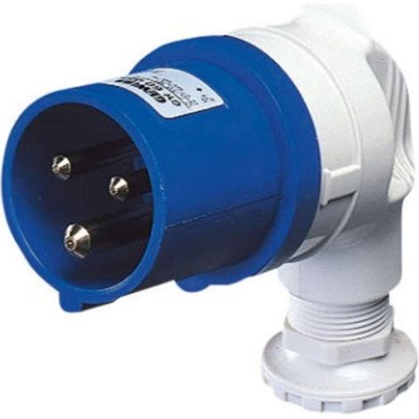 Fiche mobile 90 degrés IP44 2P+E 16A 200-250V 50/60Hz Câblage à vis bleu (1/2)