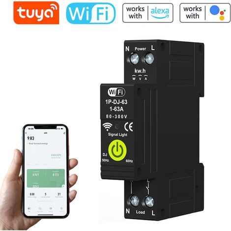 SJLERST Disjoncteur intelligent WiFi, ON OFF Timing, Mesure photovoltaïque bidirectionnelle Compteur d'énergie Protecteur de réenclenchement automatique (1/5)