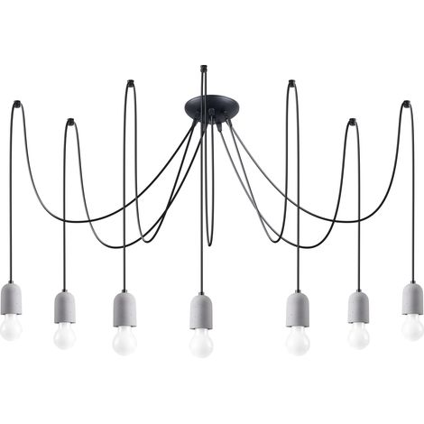 Suspension industrielle noir et gris NESO 7xE27 SOLLUX (1/5)