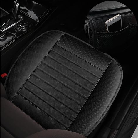 Housse De Siège Auto Universelle - 1 Pièce - Cuir PU Et Charbon De Bambou - Antidérapante Et Respirante - Pour Voiture Et SUV - Noir 51x49cm (1/5)