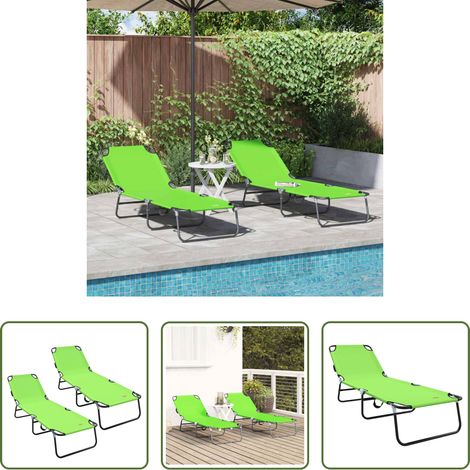 Sonnenliege Garten - Klappbare Sonnenliege 2 pcs Grün 188 x 57 x 86,5 cm Polyester (1/5)