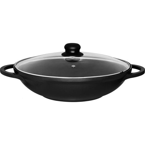 Aku Wok aus schwarzem Aluminium 32 cm 4,8 L