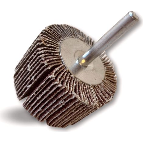 Roue abrasive de polissage satinage sur tige Lamelles toile tissu abrasif au corindon - A l'unité - Ø 50 - Gr. 60 (1/5)