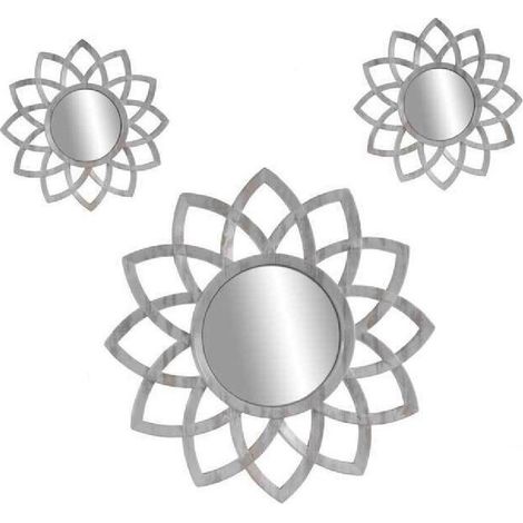 Kaela - Set 3 Specchi Parete Decorativi Anticati Libera Installazione Gira 20-35cm 836909 - (1/3)