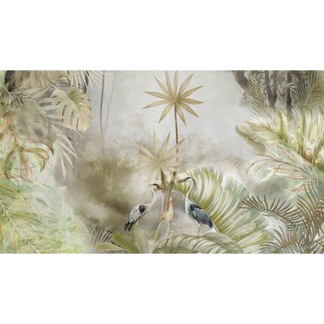 Papier peint panoramique - Forêt Tropicale Oiseaux - 130 cm x 74 cm (1/2)