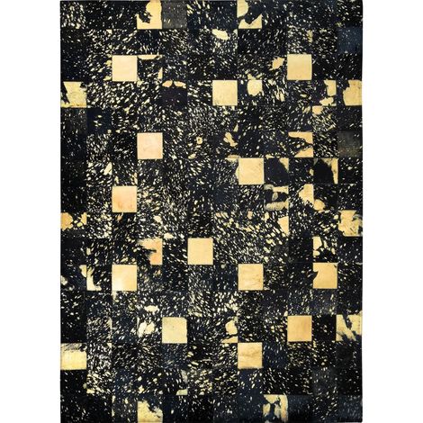 CUIR PREMIUM GOLD - Tapis en cuir recyclé éclats or noir 120x170 (1/5)
