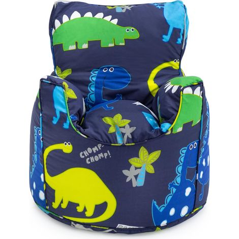 Ready Steady Bed - Sitzsacksessel für Kinder, bequeme Kleinkindermöbel fürs Spielzimmer, ergonomisch geformter Sitzsack für Kinder, weicher Kindersofasitz - Dino Dunkel (1/5)