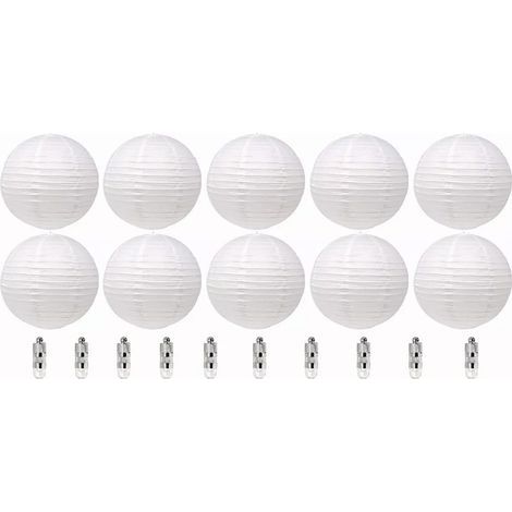 Cuque Bricolage 10 Pièces Lanternes en Papier Rond Blanc Style Vintage Fabriqués à la Main en Toute sécurité Lanternes en Papier Blanc Chinois Décoration de Vacances d'intérieur (1/5)