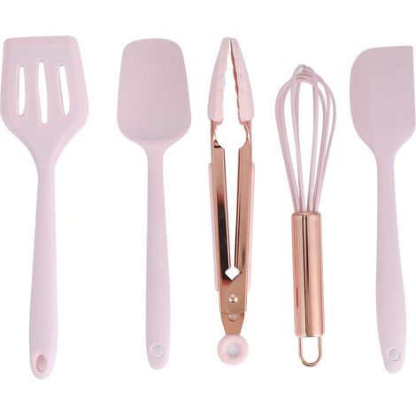 5-Piece Silicone Kitchen Utensil Set, Non-Stick Cooking Tools with Heat-Free Silicone Spatula, Scraper, Egg Beater for Stirring and Beating (1/5)