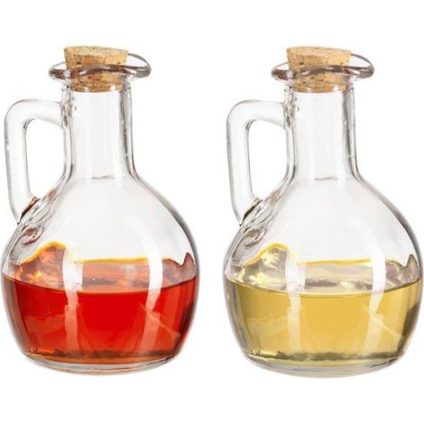 Bouteille Huile Et Vinaigre - Verre Transparent - Bouchon Liège - Bec Verseur - 180 Ml - Lot De 4 (1/5)